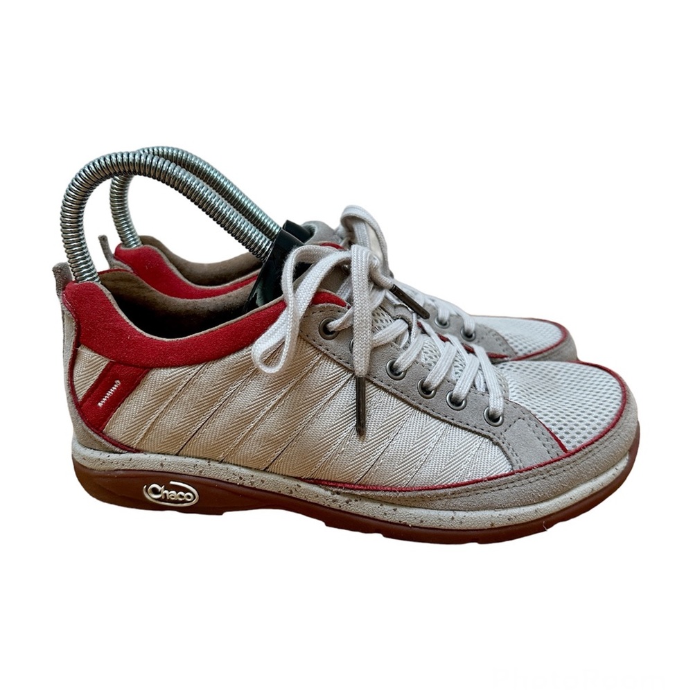 Chaco Cream/Red Fabric/Suede Maddie Brindle Casual Sneakers Women’s Size 6.5